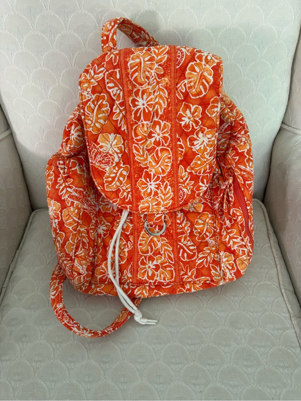 Orange Floral Quilted Backpack by Elizabeth Austen New York